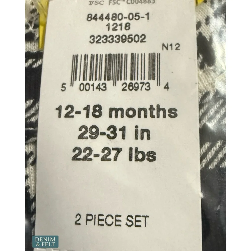 NEW Gap Kids Organic Cotton Black Plaid Holiday Pajama Set Cozy Winter 12-18M‎